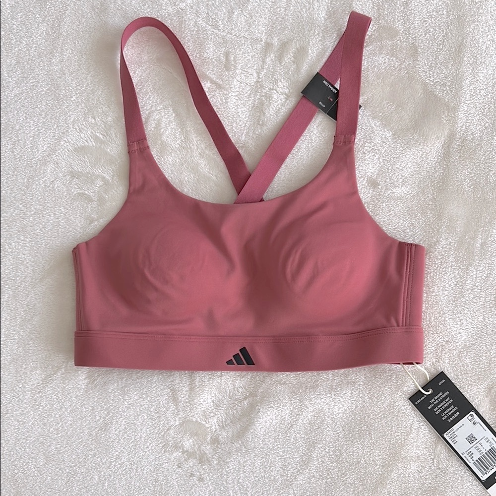 New Adidas Pink Sports Bra with Racerback Design
